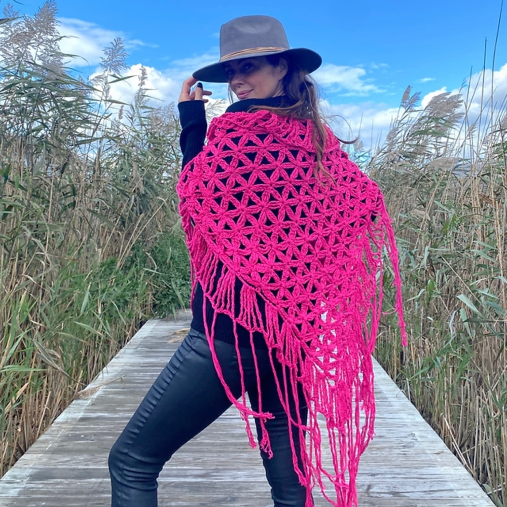 Cecilia de Bucourt Hot Pink Shawl - NEW